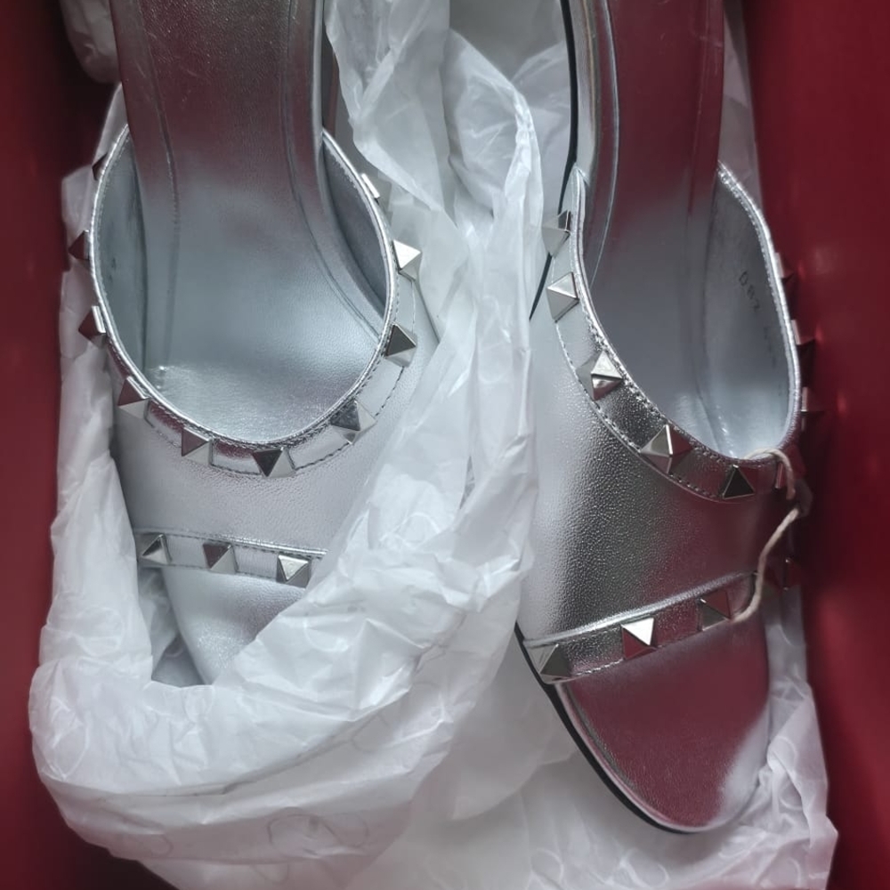 Valentino Garavani Silver Wedge Sandals